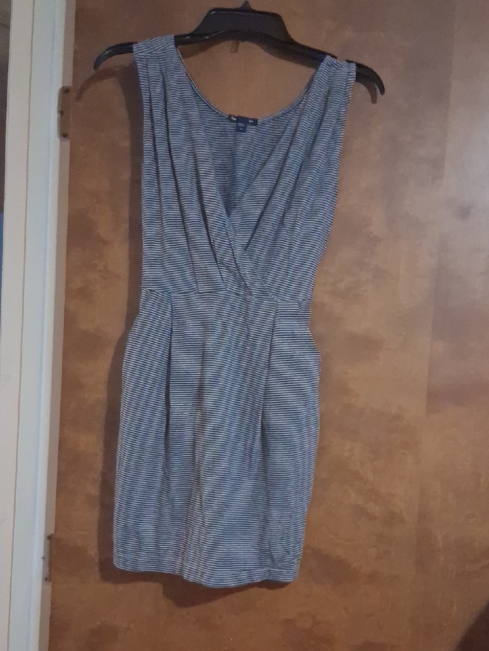 GAP Sleeveless Striped Wrap-Style Mini Dress - Blue & White